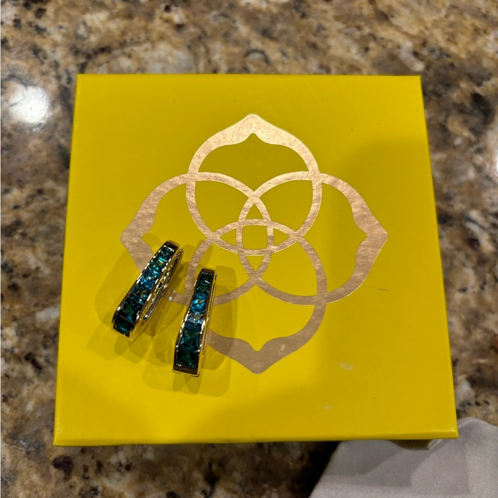 Kendra Scott glamorous green and blue hoops